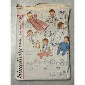 Vintage 1963 Simplicity Pattern #5163 Infant Baby Layette One Size